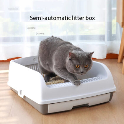 Semi-Automatic Semi-Closed Cat Litter Box – Splash-Proof, Drawer Type, Deodorizing Pet Training Sand Basin